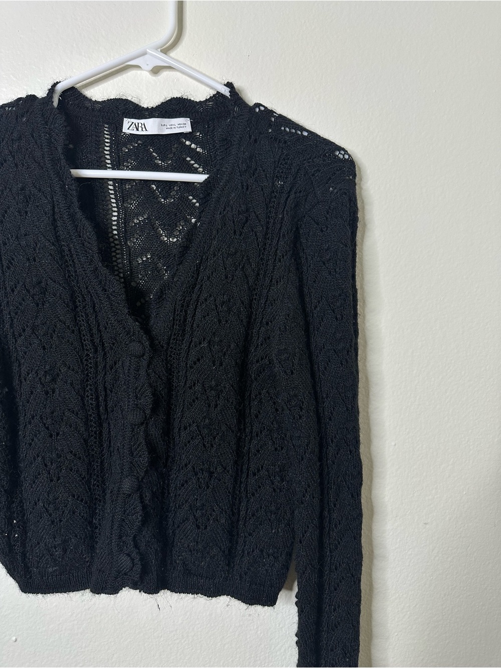 Zara black open-knit cardigan large